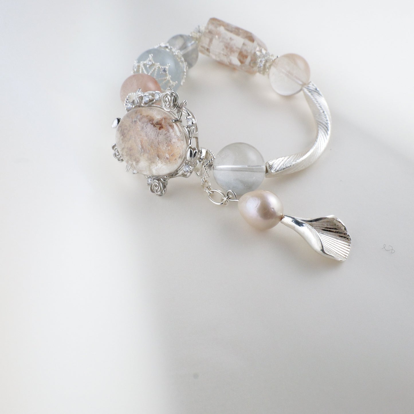 Peach and Blue Rutilated Quartz Bracelet - Victorian Vintage