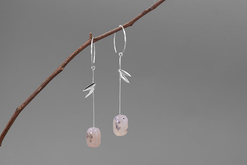 Agate Bamboo Leaf Earrings