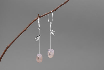 Agate Bamboo Leaf Earrings