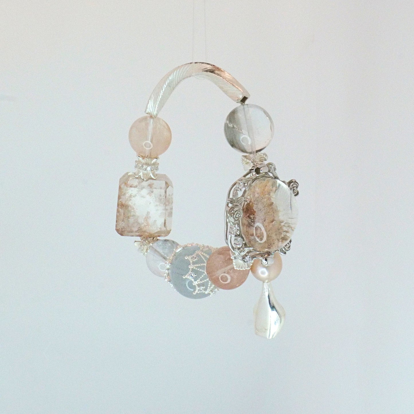 Peach and Blue Rutilated Quartz Bracelet - Victorian Vintage