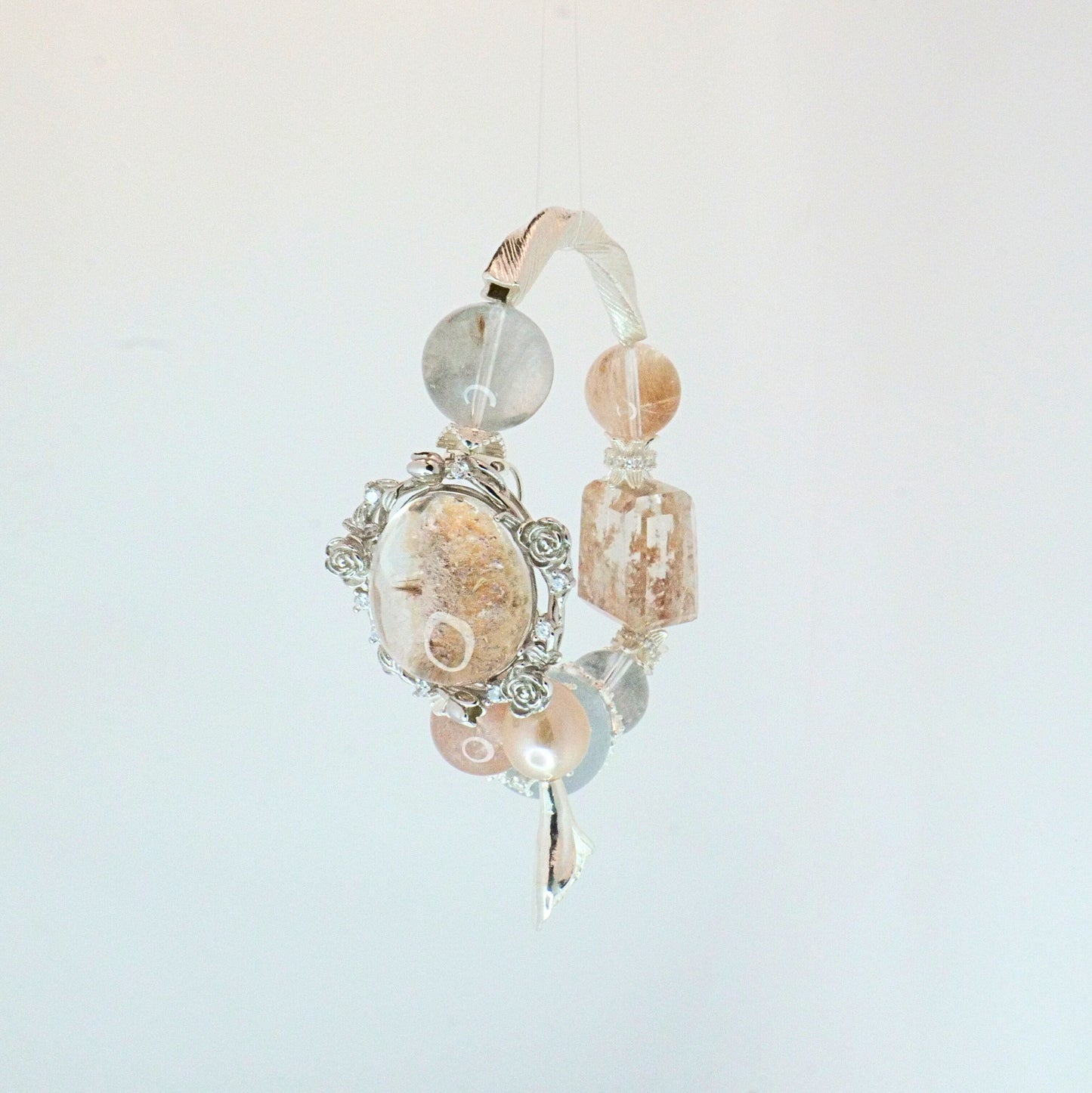 Peach and Blue Rutilated Quartz Bracelet - Victorian Vintage