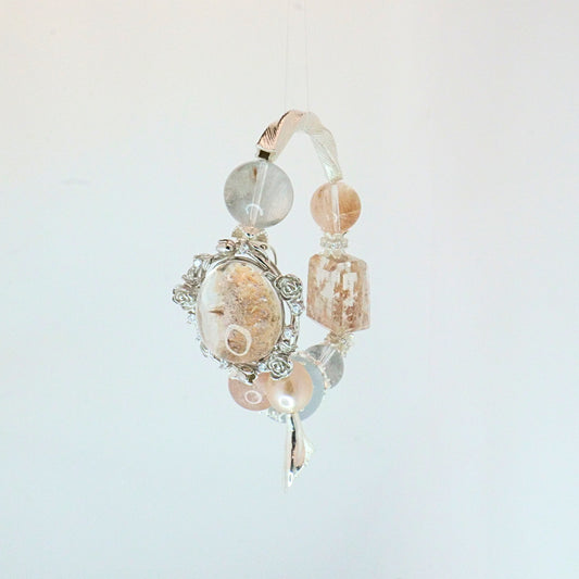 Peach and Blue Rutilated Quartz Bracelet - Victorian Vintage