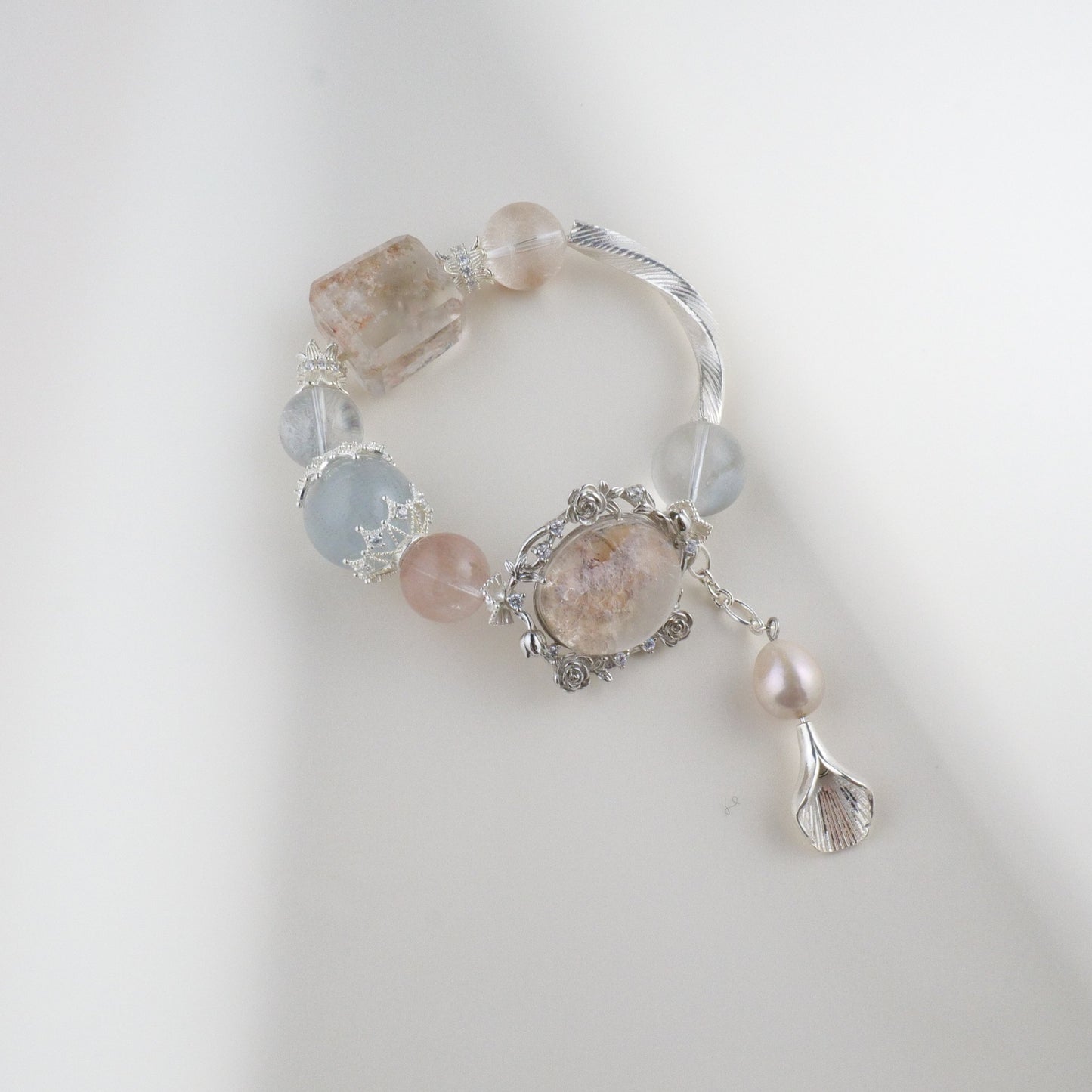 Peach and Blue Rutilated Quartz Bracelet - Victorian Vintage