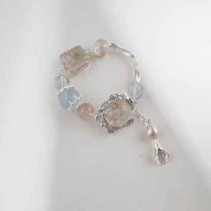 Peach and Blue Rutilated Quartz Bracelet - Victorian Vintage