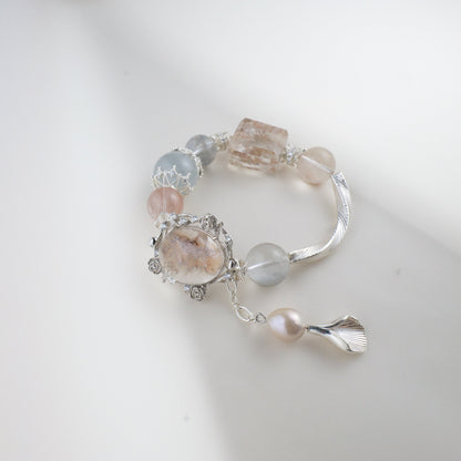 Peach and Blue Rutilated Quartz Bracelet - Victorian Vintage