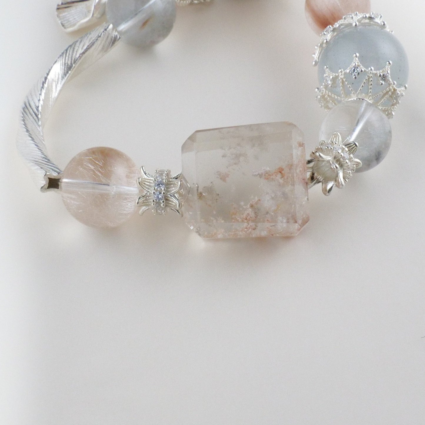Peach and Blue Rutilated Quartz Bracelet - Victorian Vintage