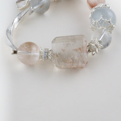 Peach and Blue Rutilated Quartz Bracelet - Victorian Vintage