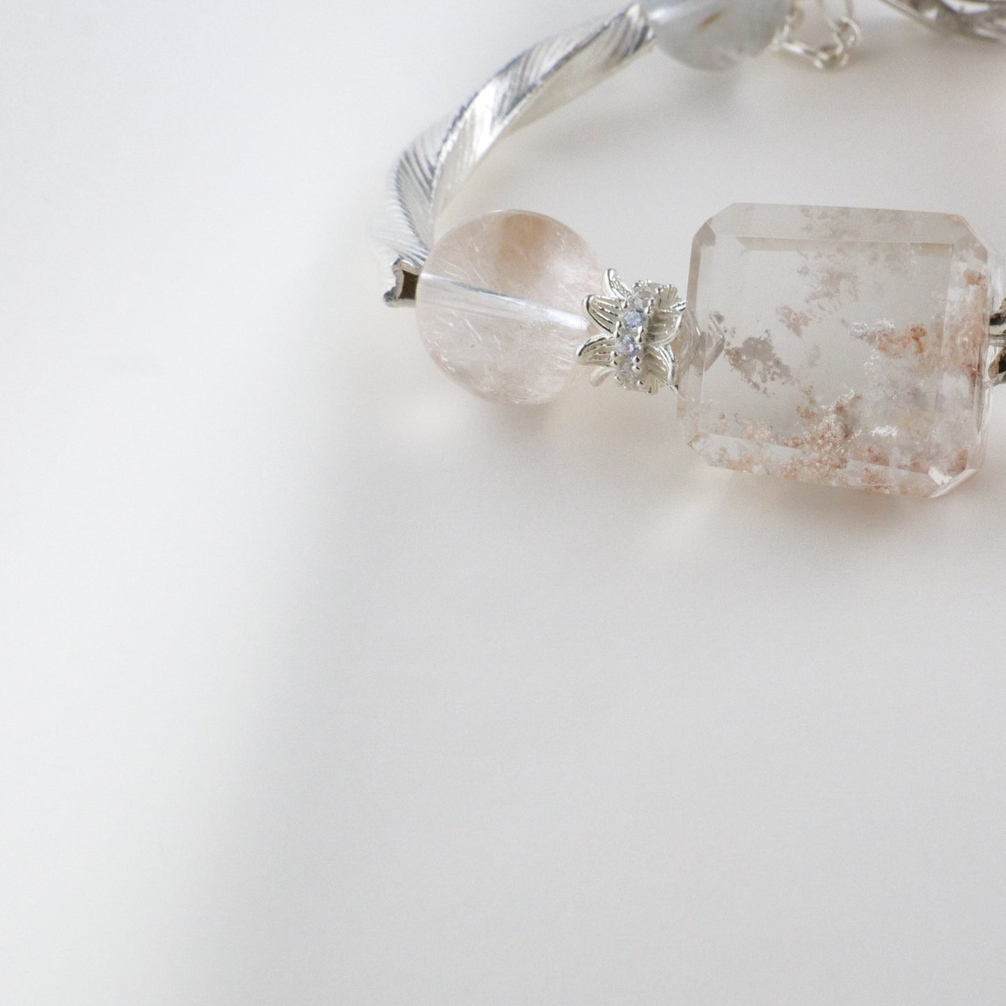 Peach and Blue Rutilated Quartz Bracelet - Victorian Vintage