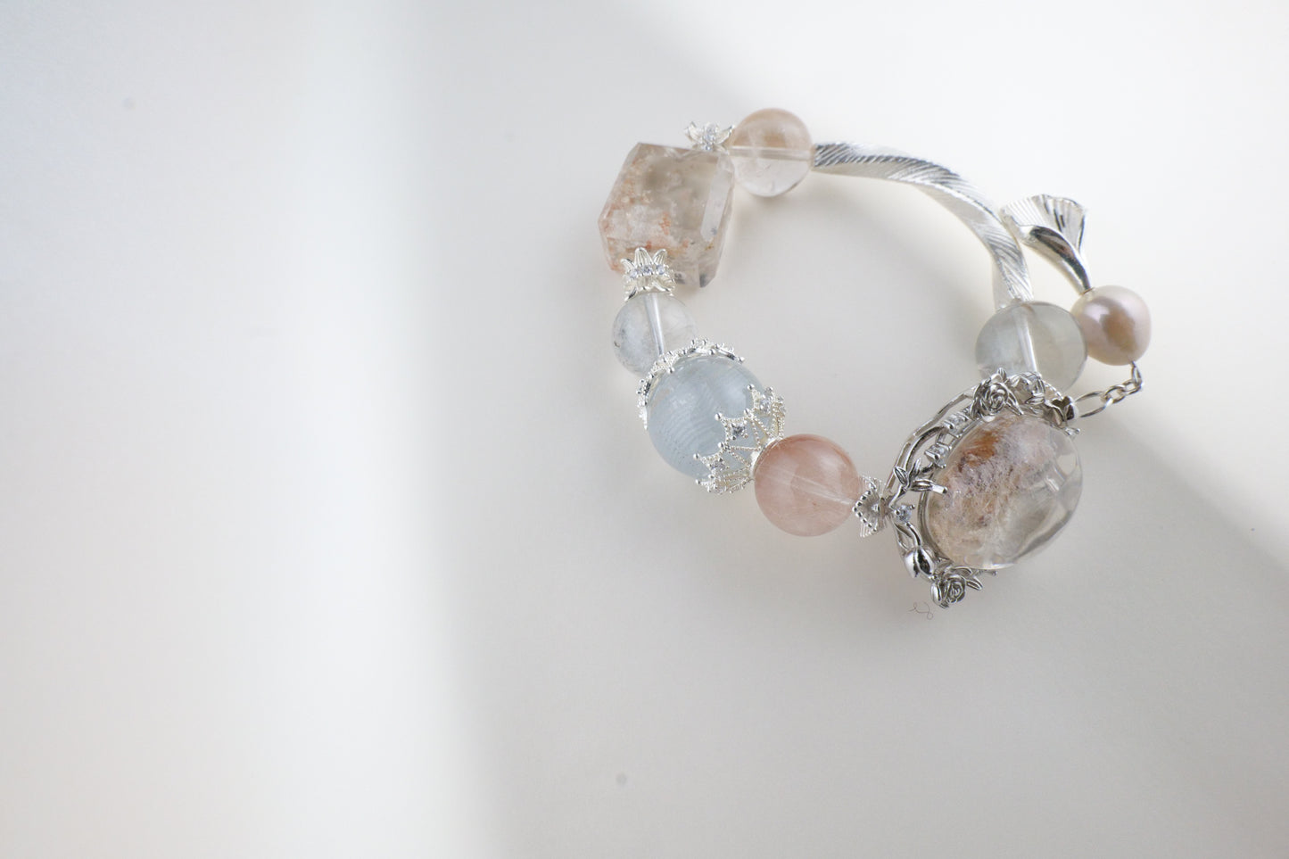 Peach and Blue Rutilated Quartz Bracelet - Victorian Vintage
