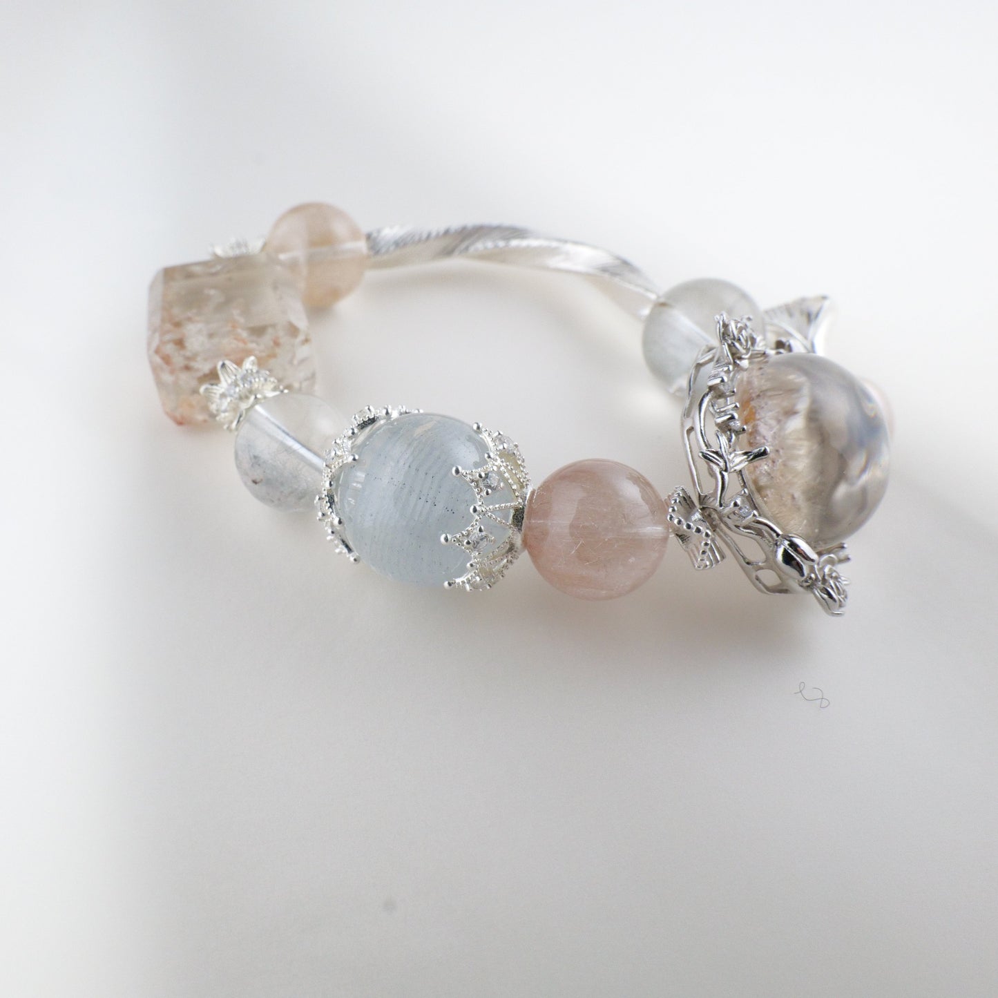 Peach and Blue Rutilated Quartz Bracelet - Victorian Vintage