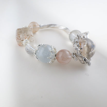 Peach and Blue Rutilated Quartz Bracelet - Victorian Vintage