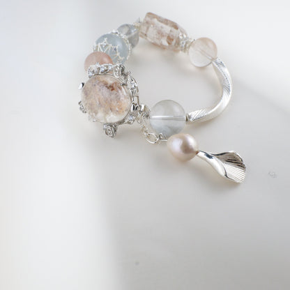 Peach and Blue Rutilated Quartz Bracelet - Victorian Vintage