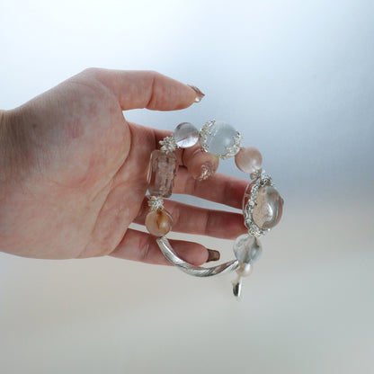 Peach and Blue Rutilated Quartz Bracelet - Victorian Vintage