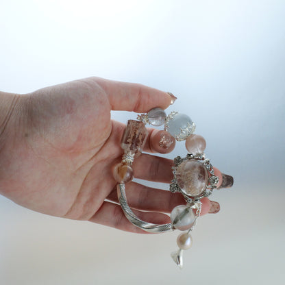 Peach and Blue Rutilated Quartz Bracelet - Victorian Vintage