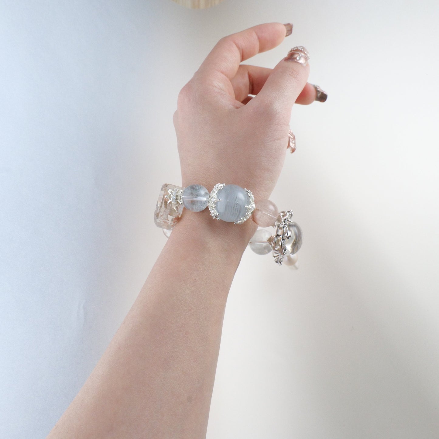 Peach and Blue Rutilated Quartz Bracelet - Victorian Vintage