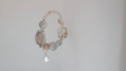 Peach and Blue Rutilated Quartz Bracelet - Victorian Vintage